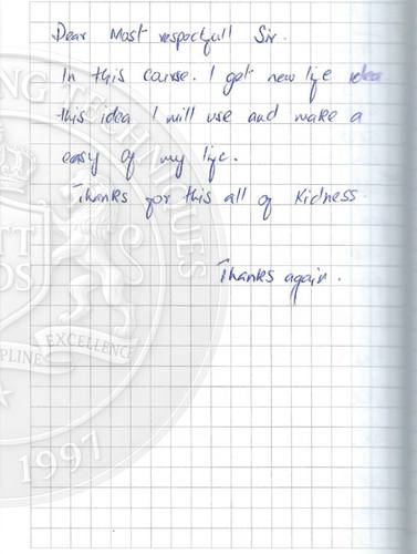 Handwritten testimonial from an Alsa Intelligence student
