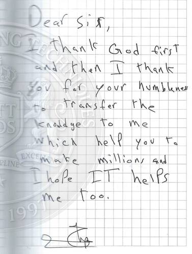 Handwritten testimonial from an Alsa Intelligence student