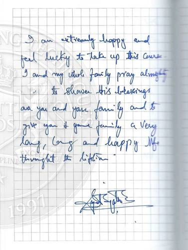 Handwritten testimonial from an Alsa Intelligence student