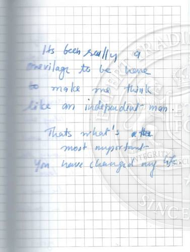 Handwritten testimonial from an Alsa Intelligence student