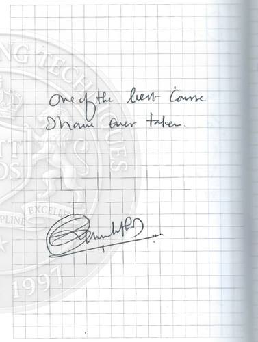 Handwritten testimonial from an Alsa Intelligence student