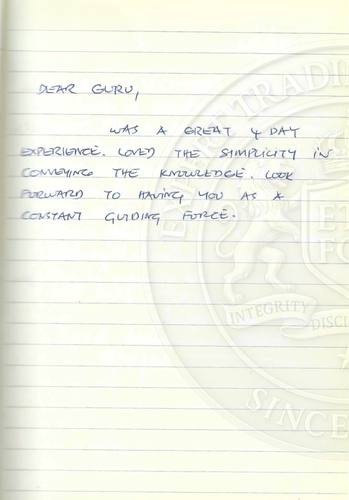 Handwritten testimonial from an Alsa Intelligence student