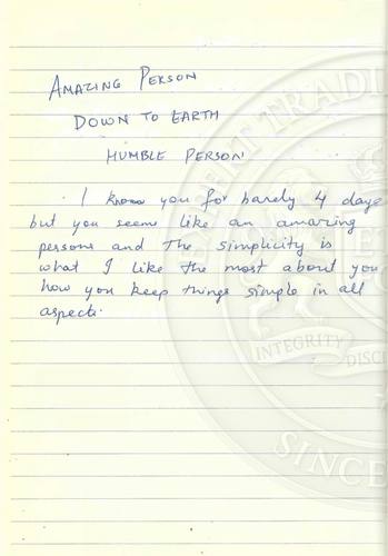 Handwritten testimonial from an Alsa Intelligence student