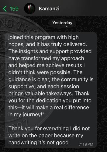 Handwritten testimonial from an Alsa Intelligence student